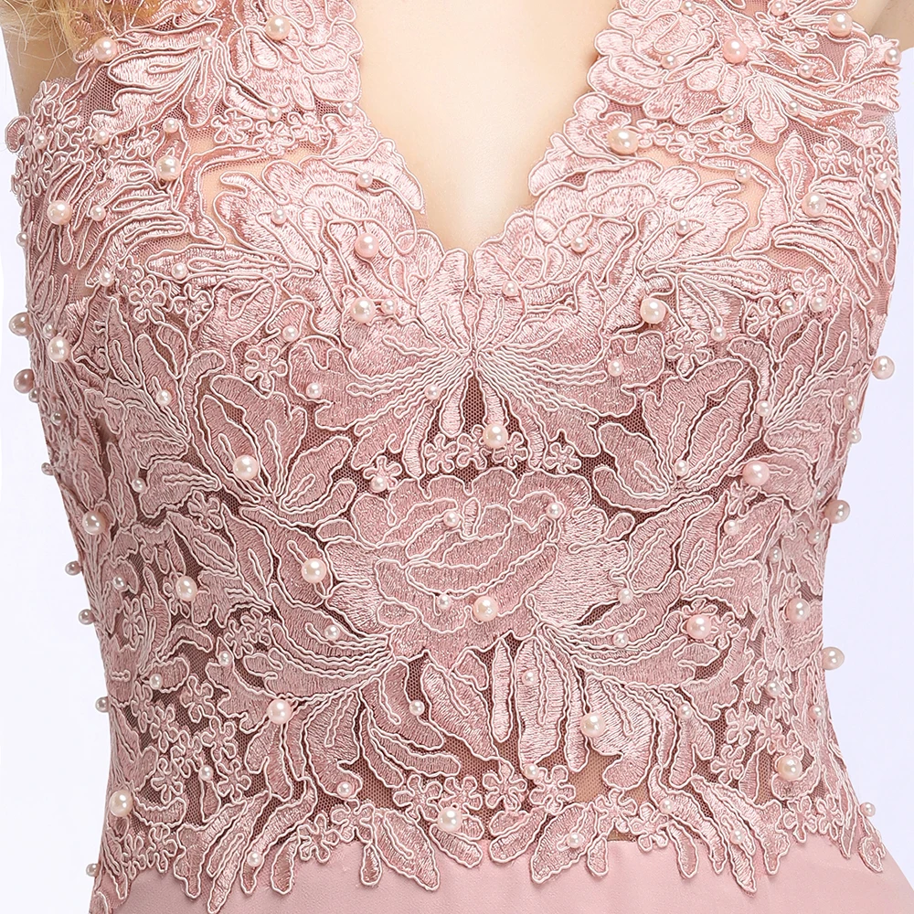 Sexy V Neck Lace Appliques Long Pink Evening Dresses 2019 Pearls Backless Party Dresses Formal Dress robe de soiree
Sexy V Neck Lace Appliques Long Pink Evening Dresses 2019 Pearls Backless Party Dresses Formal Dress robe de soiree