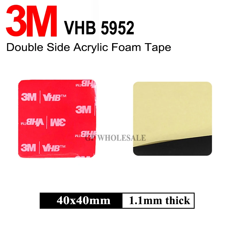 

3M VHB 5952 High Sticky Acrylic Adhesive Foam Tape,Heat Resistant Waterproof High Viscosity foam Tape Size 40mm*40mm 10Pcs/Lot