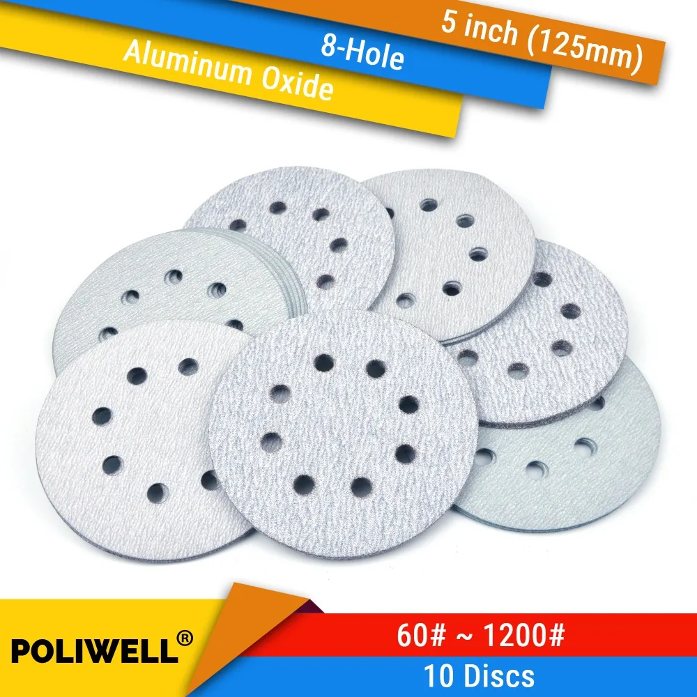 10PCS 5 Inch(125mm) 8-Hole Hook&Loop White Dry Sanding Discs for Woodworking Dremel Grinder Power Tools Polishing Accessories
10PCS 5 Inch(125mm) 8-Hole Hook&Loop White Dry Sanding Discs for Woodworking Dremel Grinder Power Tools Polishing Accessories