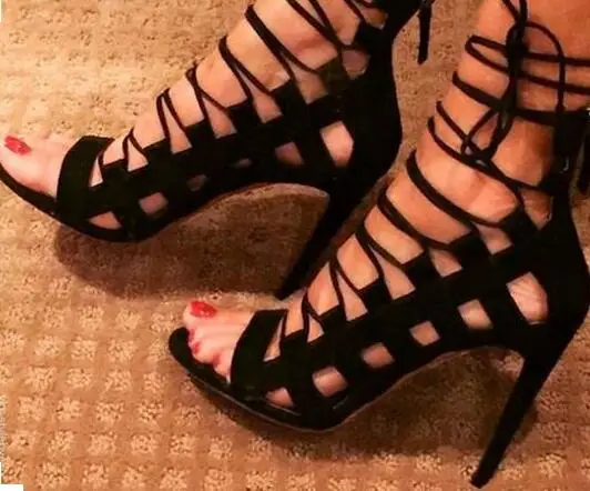 Hot Selling New Designer Black Suede Lace-up Ankle-wrap Sandals Peep Toe Cut-out Cage shoes woman For Women Size 34-42 Free Sh
Hot Selling New Designer Black Suede Lace-up Ankle-wrap Sandals Peep Toe Cut-out Cage shoes woman For Women Size 34-42 Free Sh