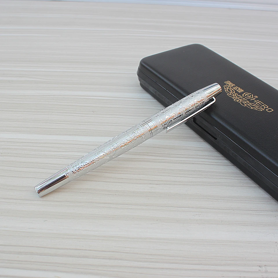 Luxury Silver Color Full Metal Fountain Pen High Quality 3D Stereo Sculpture ink Pens 0.5mm Nib Office Business Pen
Luxury Silver Color Full Metal Fountain Pen High Quality 3D Stereo Sculpture ink Pens 0.5mm Nib Office Business Pen