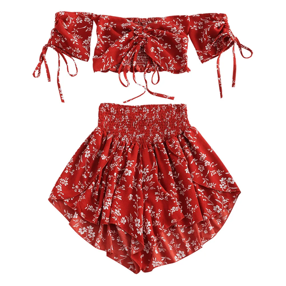 ZAFUL Off Shoulder Cinched Floral Women Set Summer Slash Neck Short Sleeves Crop Top High Waist Shorts Set Beach Boho Suits
ZAFUL Off Shoulder Cinched Floral Women Set Summer Slash Neck Short Sleeves Crop Top High Waist Shorts Set Beach Boho Suits