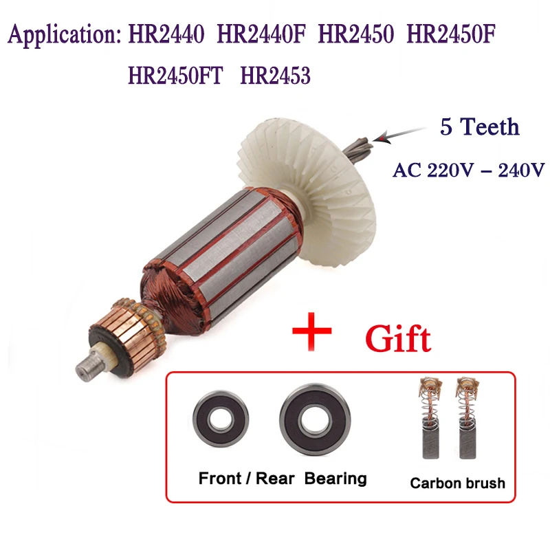 AC220-240V 5 Teeth Drive Shaft Hammer Armature Rotor for Makita HR2440 HR2440F HR2450 HR2451 HR2450F HR2450FT HR2453 Engine
AC220-240V 5 Teeth Drive Shaft Hammer Armature Rotor for Makita HR2440 HR2440F HR2450 HR2451 HR2450F HR2450FT HR2453 Engine