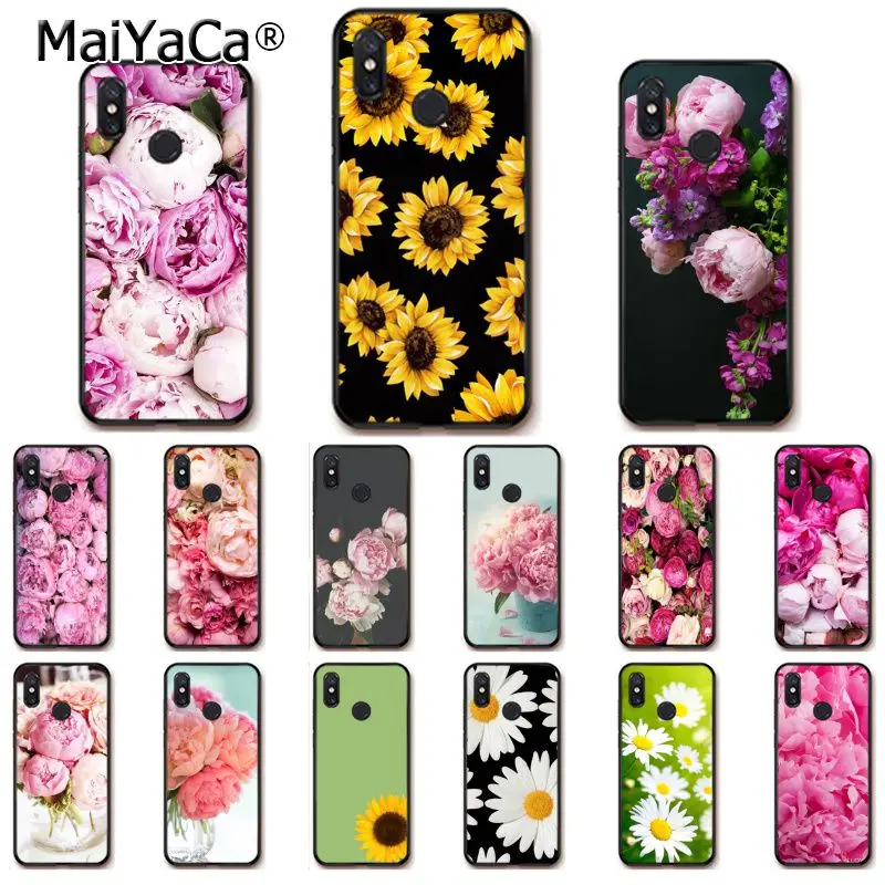 MaiYaCa пион Sunflowe Роза Маргаритка Слива растения цветок чехол для телефона Xiaomi Redmi4X 6A