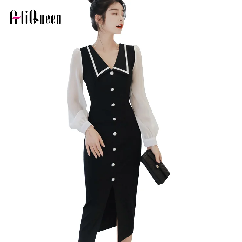 2022 Autumn Office Lady Black Mid-calf Workwear Shegth Shirt Dress Elegant Women Long Sleeve Sexy Side Split Bodyson Dresses
2022 Autumn Office Lady Black Mid-calf Workwear Shegth Shirt Dress Elegant Women Long Sleeve Sexy Side Split Bodyson Dresses