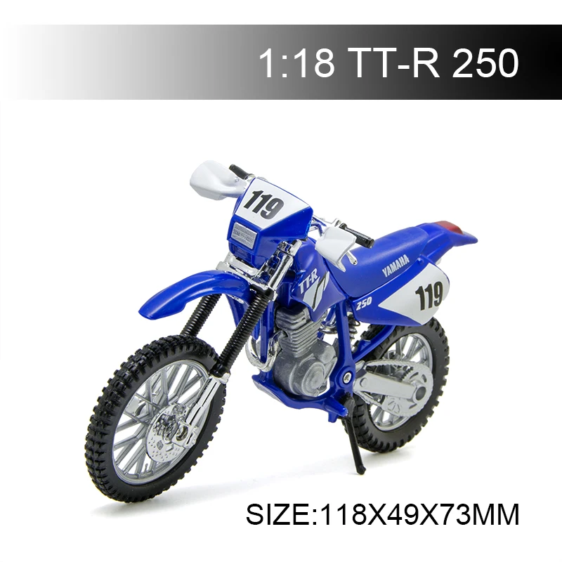 Модели мотоциклов Maisto 1:18, модель YAMA TTR250 TT-R 250, Литые пластиковые миниатюрные Гоночные Игрушки для коллекции подарков 
Модели мотоциклов Maisto 1:18, модель YAMA TTR250 TT-R 250, Литые пластиковые миниатюрные Гоночные Игрушки для коллекции подарков