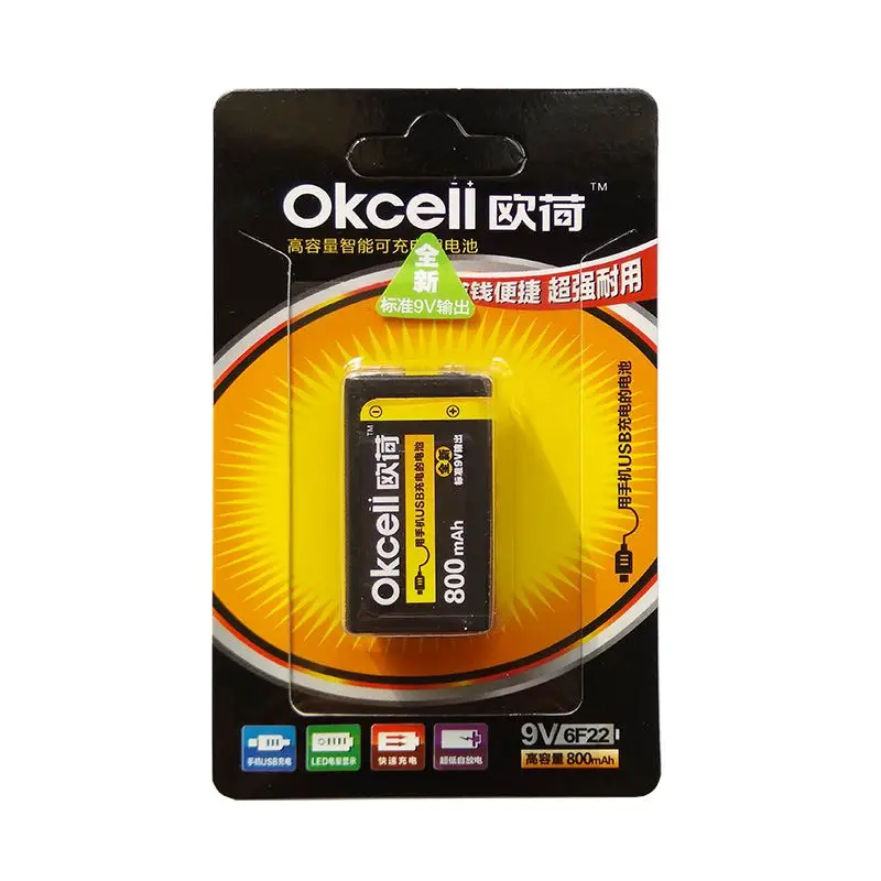Okcell 1/2/4/8/шт. 800mAh 9V 6F22 микро USB аккумуляторная батарея Lipo для радиоуправляемого вертолета модель