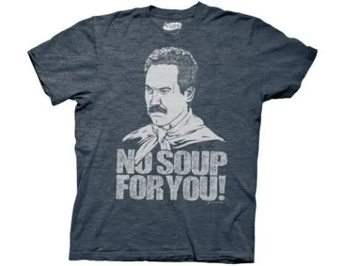 Мужская футболка для взрослых Sitcom Comedy Seinfeld No Soup For You Heather Navy крутая Повседневная