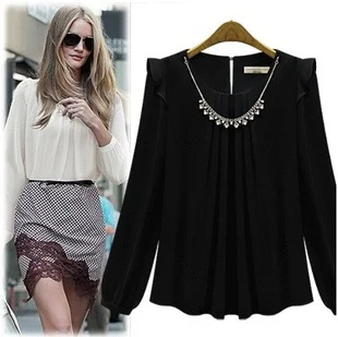 Free shipping Neckline diamond necklace decoration long-sleeved density chiffon unlined upper garment blouse
Free shipping Neckline diamond necklace decoration long-sleeved density chiffon unlined upper garment blouse