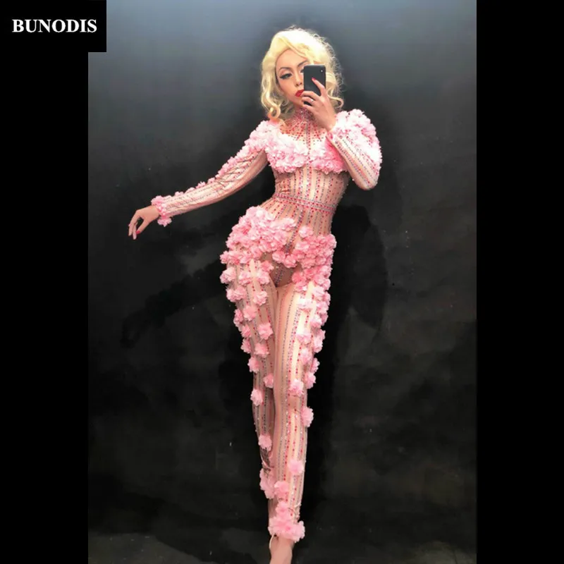 ZD205 Women Sexy Jumpsuit Full Of Small Pink Flowers Nightclub Party Bodysuit Stage Wear Dancer Singer Costumes
ZD205 Women Sexy Jumpsuit Full Of Small Pink Flowers Nightclub Party Bodysuit Stage Wear Dancer Singer Costumes
