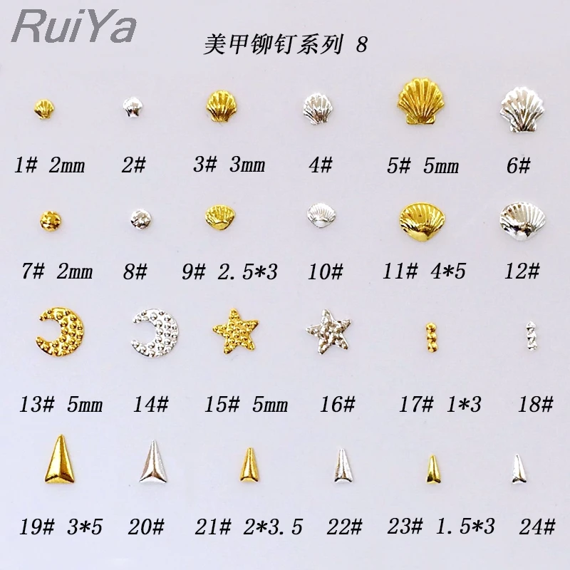 1000pcs/bag Japan Kawaii Shell Triangle Moon Star Metal Rivet Nail Art Decoration 3D Nail Accessories DIY Nail Tools
1000pcs/bag Japan Kawaii Shell Triangle Moon Star Metal Rivet Nail Art Decoration 3D Nail Accessories DIY Nail Tools