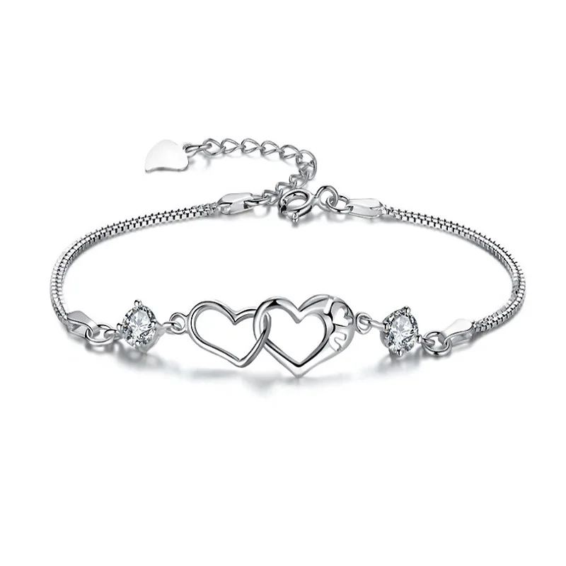 New Fashion Silver 925 Sterling Bracelets For Women Party Accessories Shiny Clear Crystal Stones Heart Bracelets Girls Jewelry
New Fashion Silver 925 Sterling Bracelets For Women Party Accessories Shiny Clear Crystal Stones Heart Bracelets Girls Jewelry