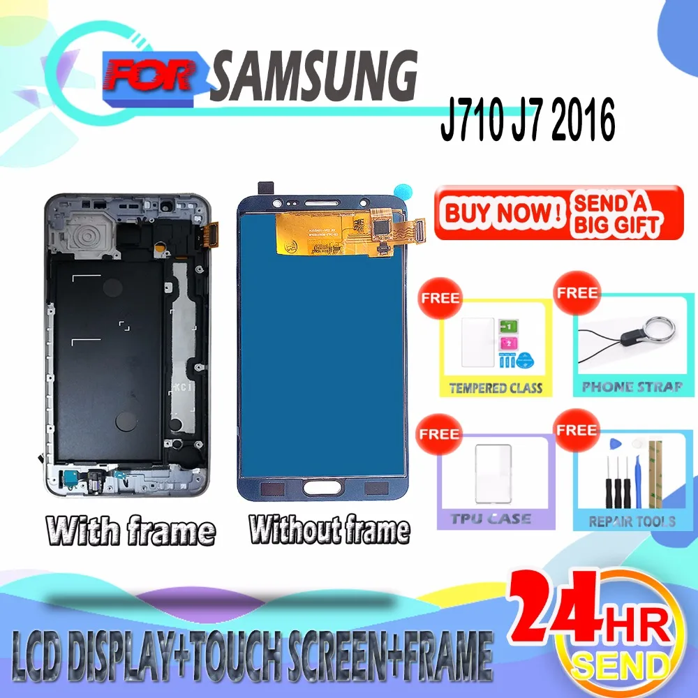 SzHAIyu Brihtness Регулируемый ЖК дисплей сенсорный экран для Samsung J7 2016 J710 J710FN J710F