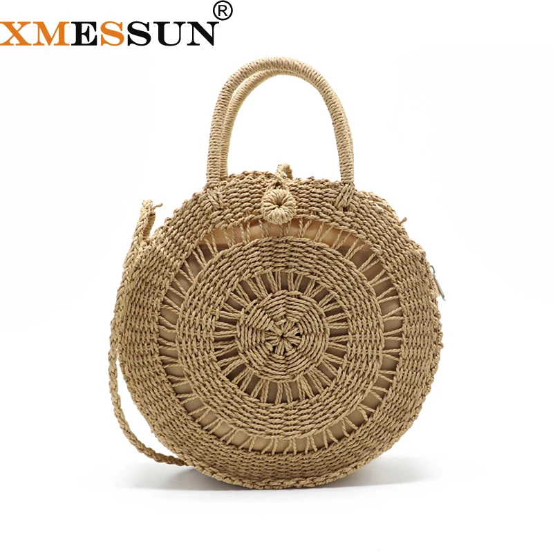 XMESSUN круглые соломенные сумки женская летняя сумка из ротанга ручная работа