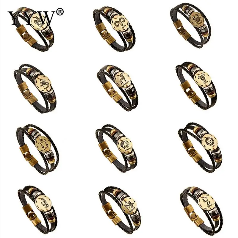 Fashion Zinc Alloy Zodiac Signs Bracelets Women Men Punk Leather Bracelet Bangle Wooden Bead Black Hematite Lovers Charm Jewelry
Fashion Zinc Alloy Zodiac Signs Bracelets Women Men Punk Leather Bracelet Bangle Wooden Bead Black Hematite Lovers Charm Jewelry