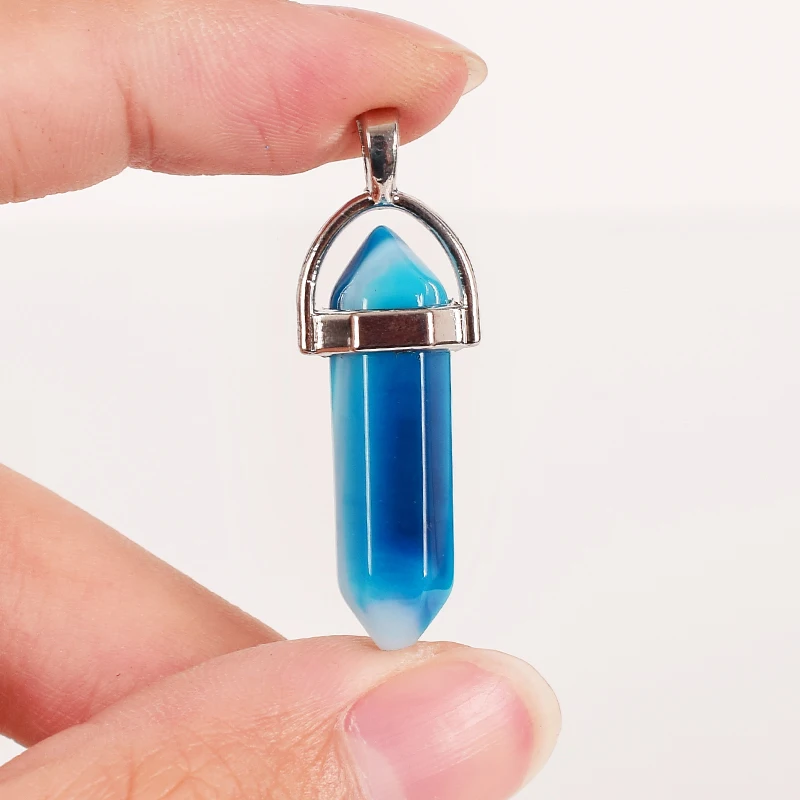 30mm Tumbled Stone Hexagonal Column blue agate Reiki Pendulum Pendant polished Healing Mineral Quartz Crystals Home Decoration
30mm Tumbled Stone Hexagonal Column blue agate Reiki Pendulum Pendant polished Healing Mineral Quartz Crystals Home Decoration