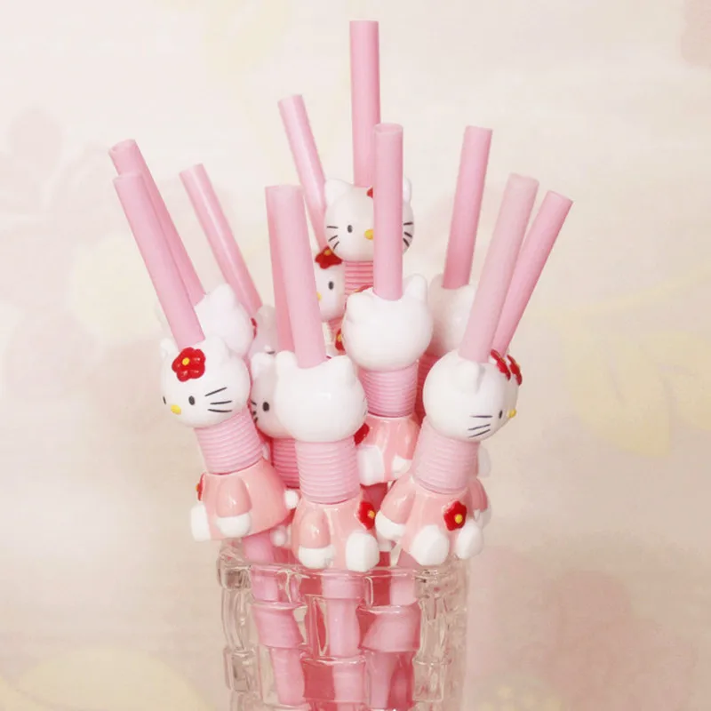 3 шт. модные милые соломенные трубы с рисунком hello kitty розовые и белые вечерние