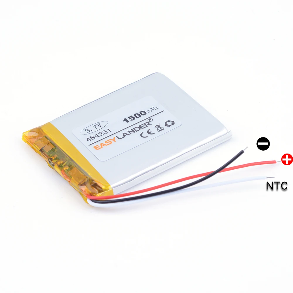 3.7V 484251 3wires 1500mAh Rechargeable li Polymer Battery For MP4 DVR TELECT C430 GPS navigator KOBO E-BOOK 504251 504050
3.7V 484251 3wires 1500mAh Rechargeable li Polymer Battery For MP4 DVR TELECT C430 GPS navigator KOBO E-BOOK 504251 504050