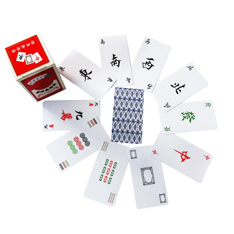 Plastic mahjong poker with 2 dice playing cards