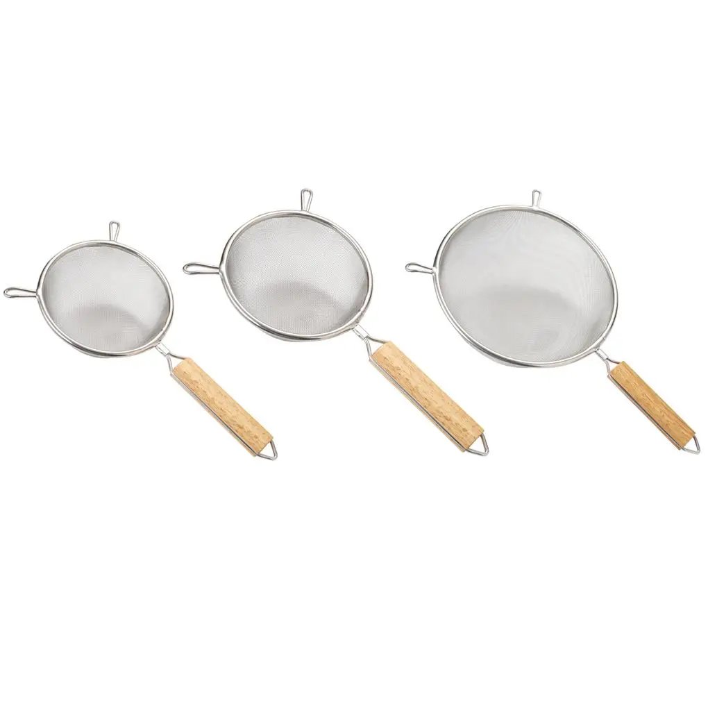 Stainless Steel Double Net Strainers with Wood Handle and Hooks Fine Mesh Filter Home Kitchenware
Stainless Steel Double Net Strainers with Wood Handle and Hooks Fine Mesh Filter Home Kitchenware
