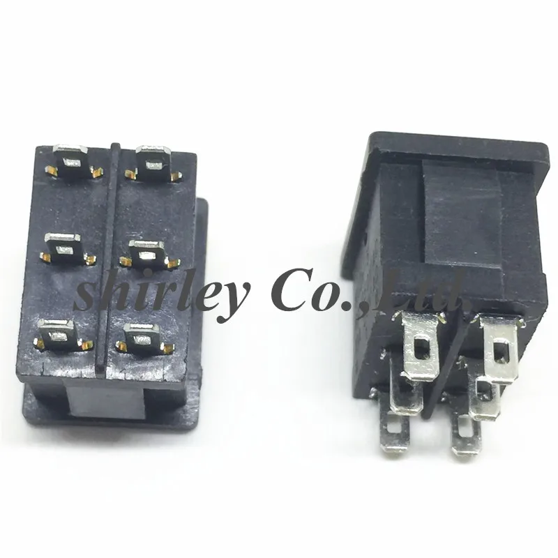 

Free shiiping 100PCS Ship Type Switch 15*21mm 6PIN ON/OFF/ON Boat Rocker Switch 6A/250V 10A/125V 15X21