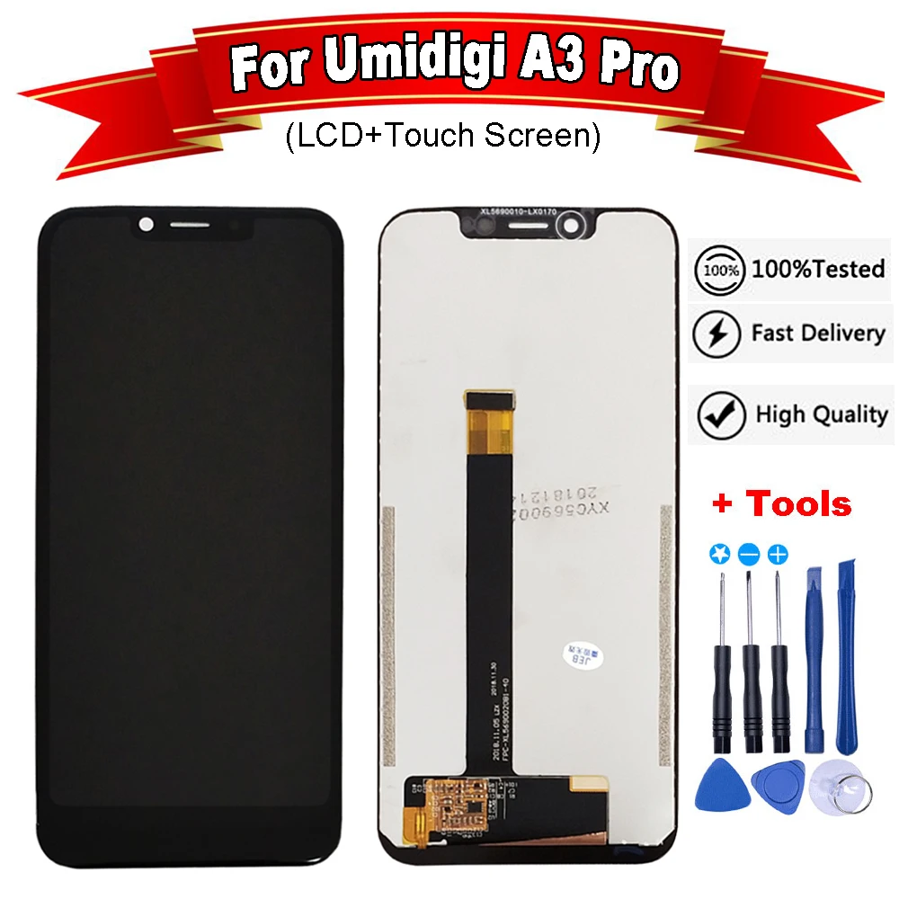 ЖК дисплей и тачскрин для UMI Umidigi A3 Pro 5 7 дюйма 100% испытанный дигитайзер в сборе