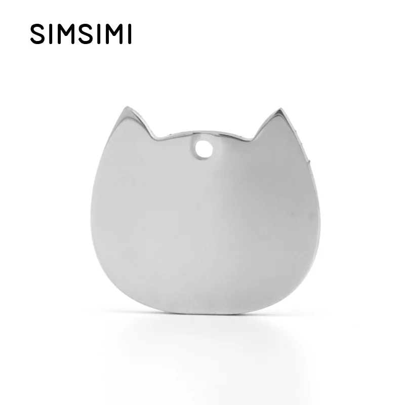 Simsimi кошачья голова Имя ID бирка из нержавеющей стали амулеты кулон ПЭТ бирки