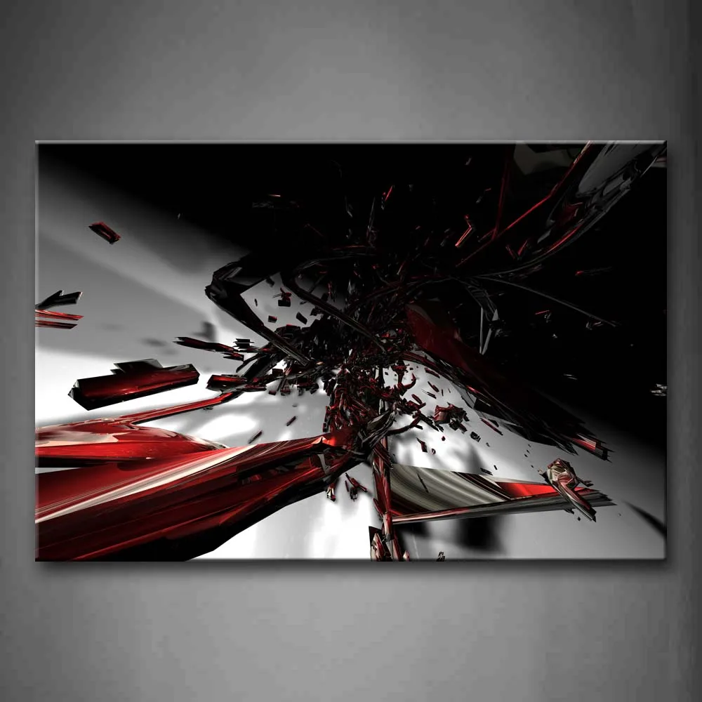 Без рамки настенные художественные фотографии Fractal черный красный белый холст