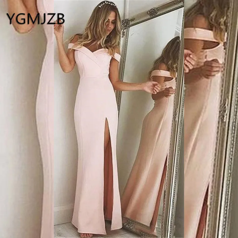Pink Off Shoulder Evening Dresses Mermaid V-Neck High Side Split Satin Long Prom Gown 2019 Elegant Women Formal Prom Party Dress
Pink Off Shoulder Evening Dresses Mermaid V-Neck High Side Split Satin Long Prom Gown 2019 Elegant Women Formal Prom Party Dress