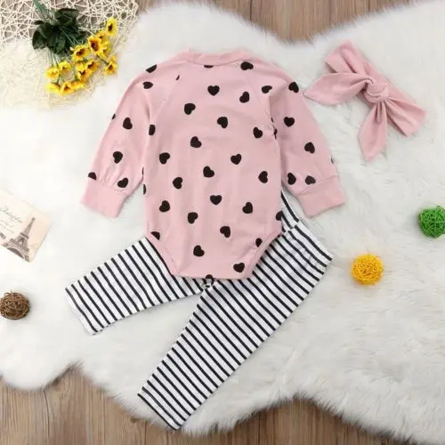 Baby Girls Bodysuits Tops Long Sleeve Jumpsuit Pants Love Print Headband Clothing Newborn Baby Girl Clothes Set Cotton 0-24M
Baby Girls Bodysuits Tops Long Sleeve Jumpsuit Pants Love Print Headband Clothing Newborn Baby Girl Clothes Set Cotton 0-24M