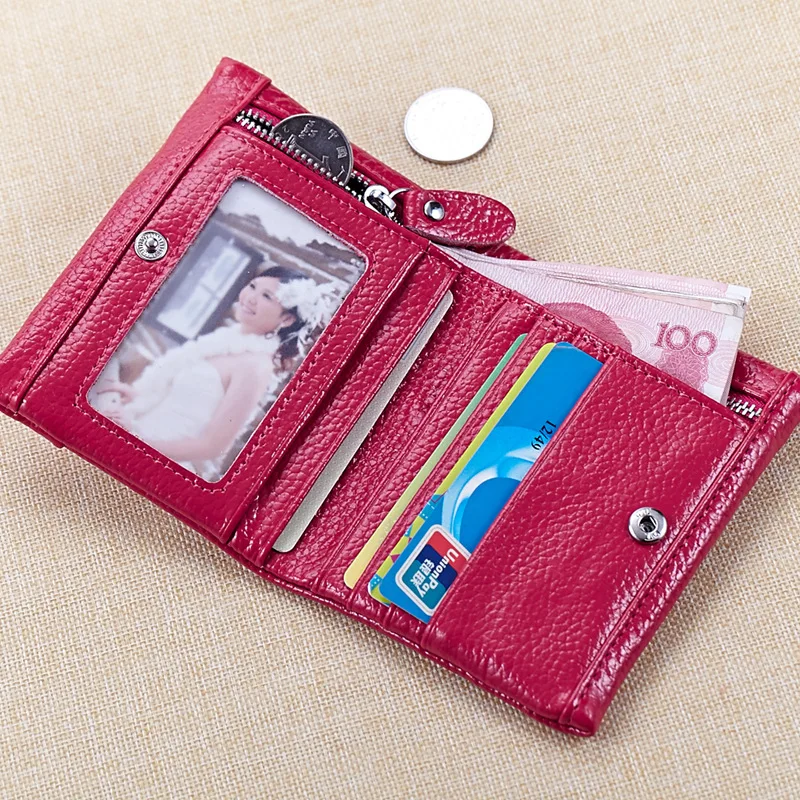 2018 New Genuine Cow Leather Short Design Large Capacity Women's Wallet Purse Female Wallets with Zipper Coin Bag Card Holder | Багаж и