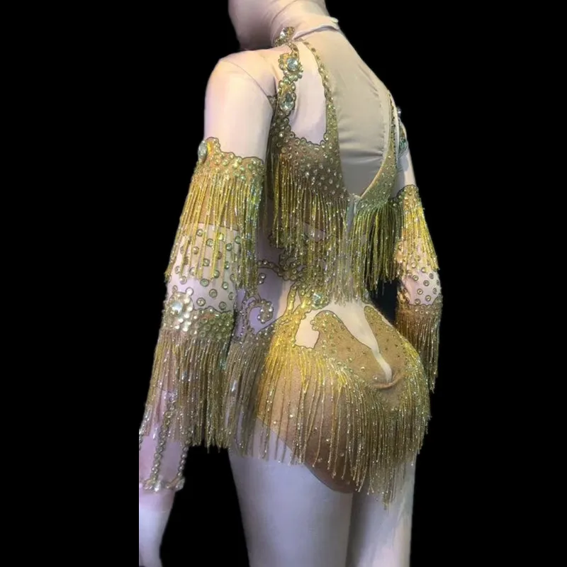 Stage Costumes Sexy Nightclub Women Jumpsuits Shining Singer Costumes DJ Tassels Slim Rompers Vintage Stretch Skinny Leotard
Stage Costumes Sexy Nightclub Women Jumpsuits Shining Singer Costumes DJ Tassels Slim Rompers Vintage Stretch Skinny Leotard