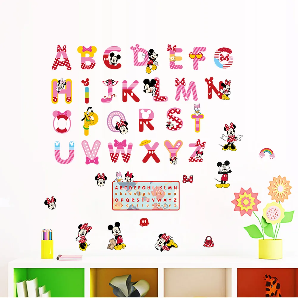 minnie mickey alphabet cartoon funny letters wall stickers kids room decoration nursery mural art home decals children gift
minnie mickey alphabet cartoon funny letters wall stickers kids room decoration nursery mural art home decals children gift