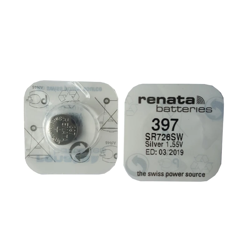 2Pcs/Lot Renata LONG LASTING 397 SR726SW Watch Battery Silver Oxide Button Cell Batteries
2Pcs/Lot Renata LONG LASTING 397 SR726SW Watch Battery Silver Oxide Button Cell Batteries