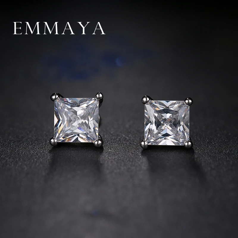 Женские квадратные серьги гвоздики Emmaya элегантные белые в Корейском стиле с