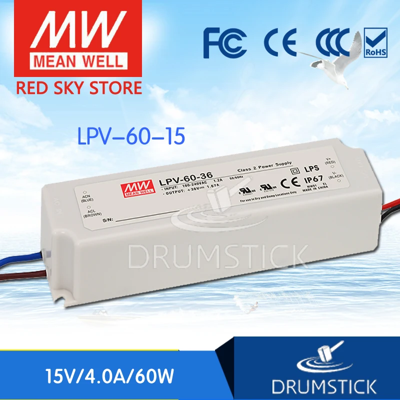 Бренд MEAN WELL представляет LPV 60 15 15V 4A meanwell 60W один Выход светодиодный импульсный