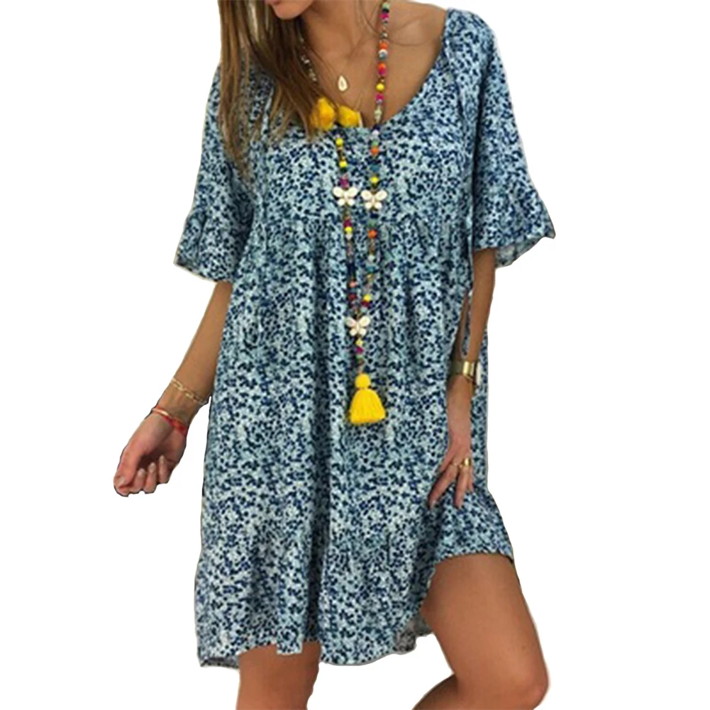 Women A Line Floral Print Dress Summer Ruffle Sleeve Mid Length Dresses High Waist Large Swing Loose Women Dress Beach Wear
Women A Line Floral Print Dress Summer Ruffle Sleeve Mid Length Dresses High Waist Large Swing Loose Women Dress Beach Wear