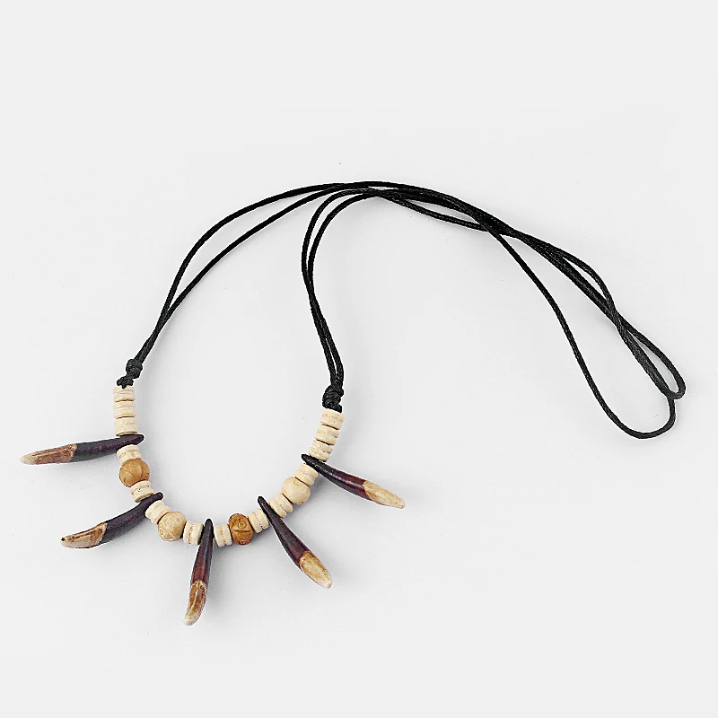 1pcs Faux Yak Bone Brown Multiple Small Beads Wolf Tooth Teeth Pendant Neckalce Black Wax Cotton Cord
1pcs Faux Yak Bone Brown Multiple Small Beads Wolf Tooth Teeth Pendant Neckalce Black Wax Cotton Cord