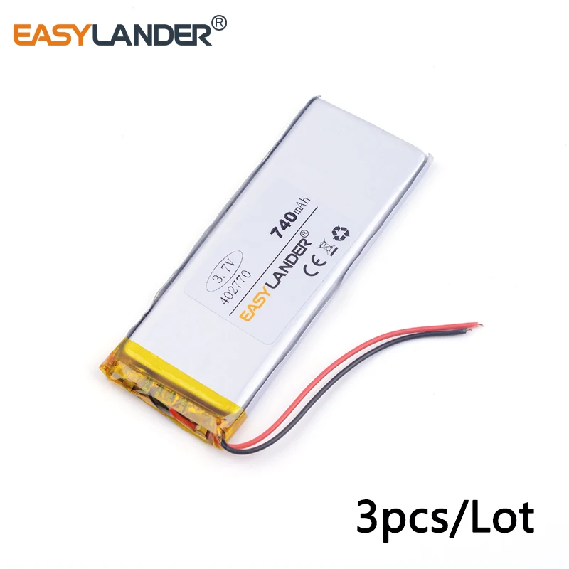 3pcs/Lot 3.7v lithium Li ion polymer rechargeable battery 402770 740MAH domestic high anti 4/4S built-in Rechargeable Cell
3pcs/Lot 3.7v lithium Li ion polymer rechargeable battery 402770 740MAH domestic high anti 4/4S built-in Rechargeable Cell