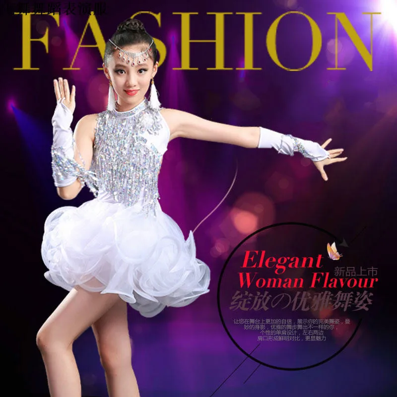 Children's Latin dance costumes children's girls Latin dance skirt show competition costumes new sequins tassels
Children's Latin dance costumes children's girls Latin dance skirt show competition costumes new sequins tassels