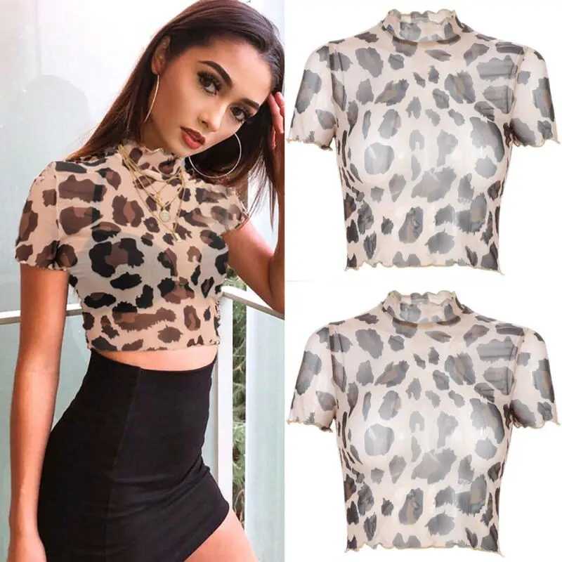 Fashion Women Short Sleeve Top See-through Crop Top Blouse Short Leopard NEW Bikini Cover Up Summer Beach Clothes 2019
Fashion Women Short Sleeve Top See-through Crop Top Blouse Short Leopard NEW Bikini Cover Up Summer Beach Clothes 2019
