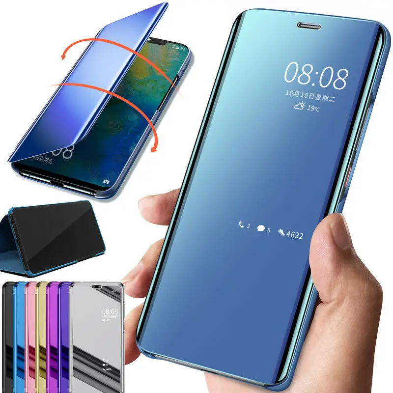 Зеркальный умный чехол для Huawei Y6 Pro 2019 Y7 Prime кожаный с подставкой откидной Чехол View