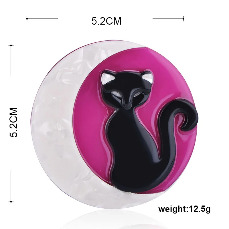 Женская Брошь на воротник FUNMOR Moon акриловая брошь с изображением черного кота