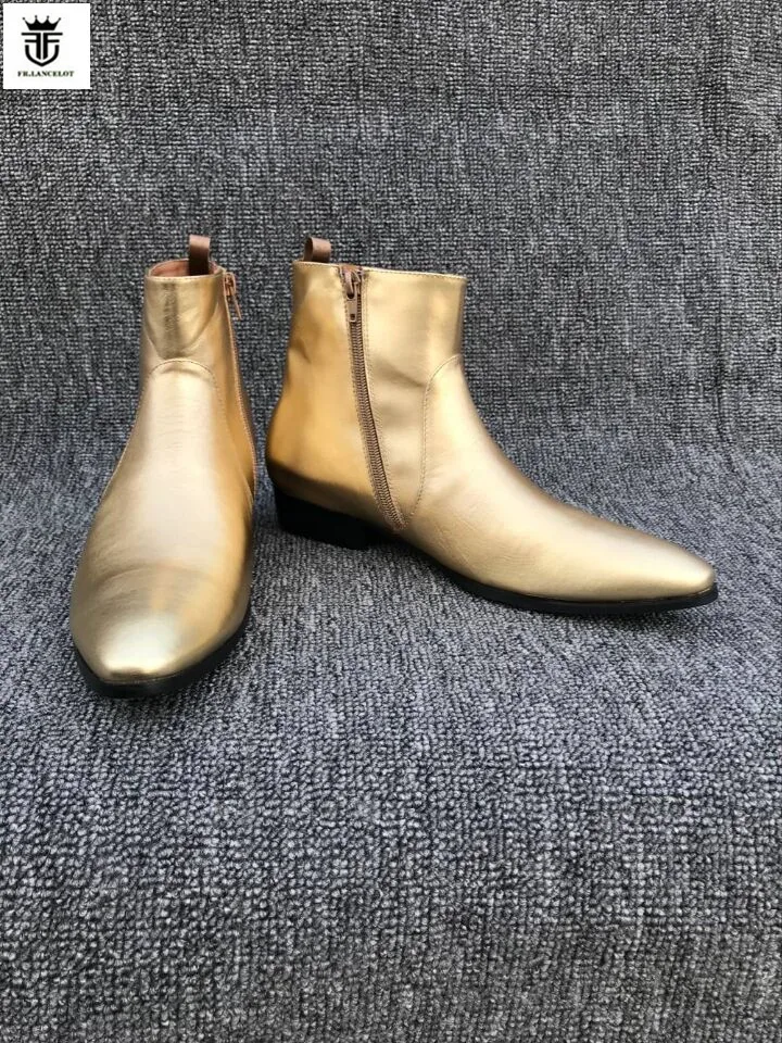 FR.LANCELOT 2020 fashion new pointed toe men real leather boots hot men zip up Chelsea boots gold leather booties
FR.LANCELOT 2020 fashion new pointed toe men real leather boots hot men zip up Chelsea boots gold leather booties