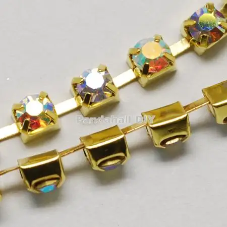 Brass Rhinestone Strass Chains, Rhinestone Cup Chain, 1440pcs rhinestone/bundles, Grade A, Crystal AB, 3.5mm, 9m/bundle
Brass Rhinestone Strass Chains, Rhinestone Cup Chain, 1440pcs rhinestone/bundles, Grade A, Crystal AB, 3.5mm, 9m/bundle