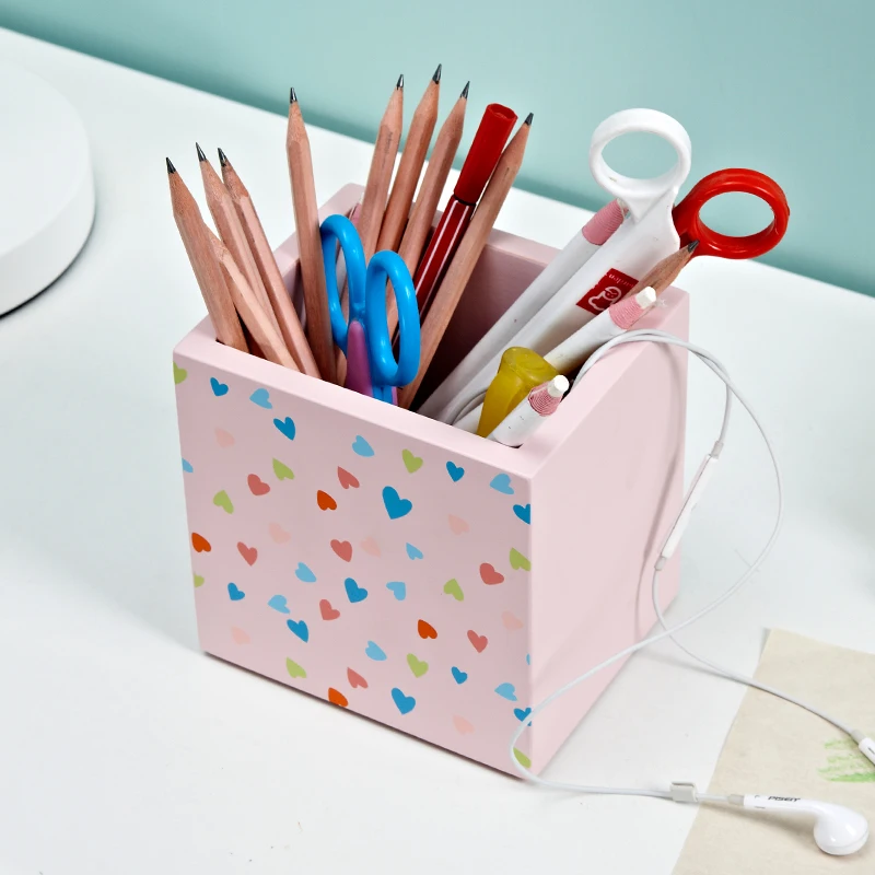 Популярный офисный ящик для хранения деревянный держатель ручек ваза карандаш