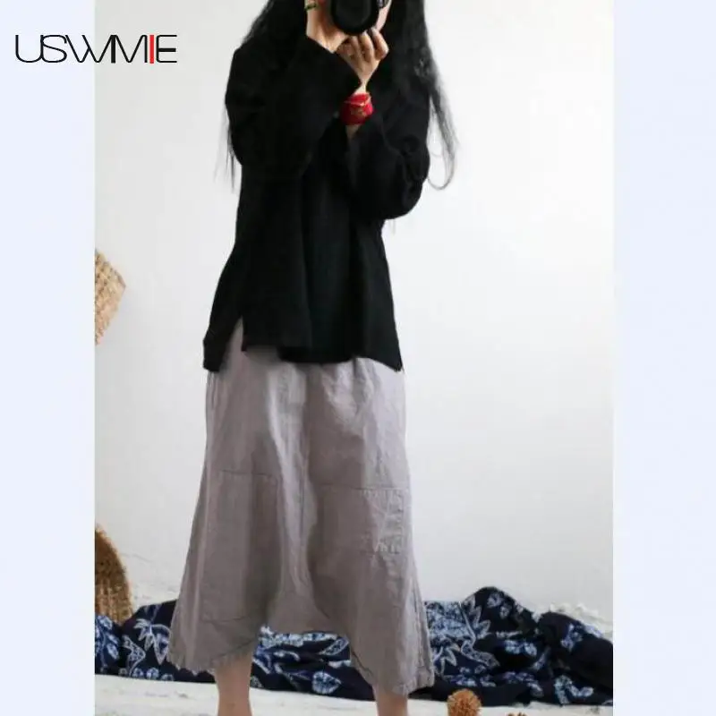 USWMIE 2020 Spring New Literature Casual Wash Old Pocket Loose Fashion Cross-pants Elastic Waist Personality Solid Color Culotte
USWMIE 2020 Spring New Literature Casual Wash Old Pocket Loose Fashion Cross-pants Elastic Waist Personality Solid Color Culotte