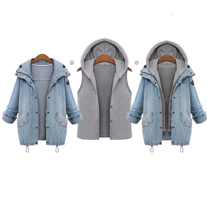 Vogue Plus Size 6XL Denim Jacket Coat Women Harajuku Jackets Female Two Piece Set Coat Jacket
Vogue Plus Size 6XL Denim Jacket Coat Women Harajuku Jackets Female Two Piece Set Coat Jacket