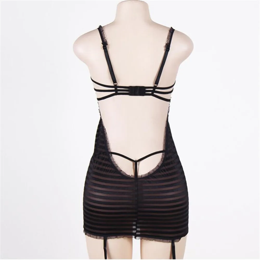 Lace Camisole stripe Net yarn Back buckle Big back Pajamas sexy lingerie plus size lenceria babydoll vestido transparente dress
Lace Camisole stripe Net yarn Back buckle Big back Pajamas sexy lingerie plus size lenceria babydoll vestido transparente dress