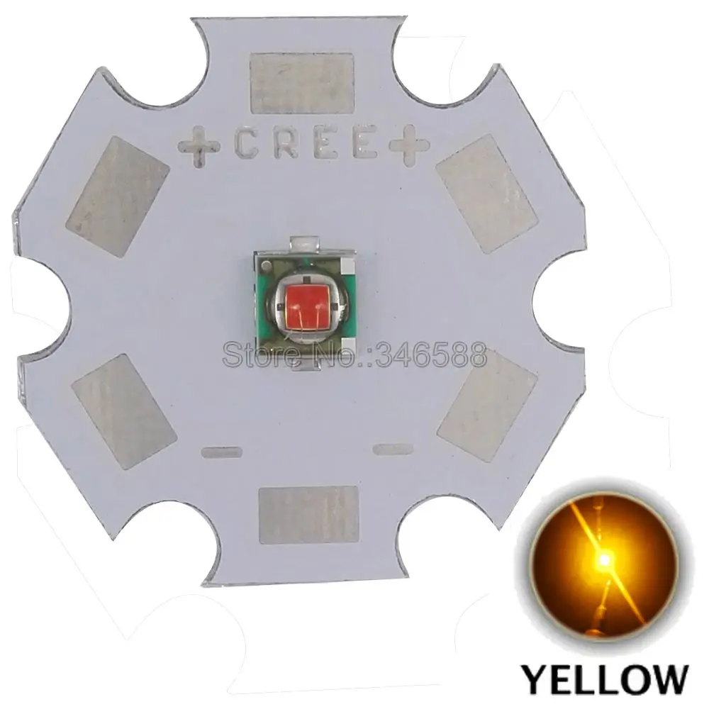 

10pcs/Lot! Cree XLamp XP-E XPE Yellow 585nm-595NM 3W High Power LED Light Emitter Bead Chip Diode on 8mm 12mm 14mm 16mm 20mm PCB